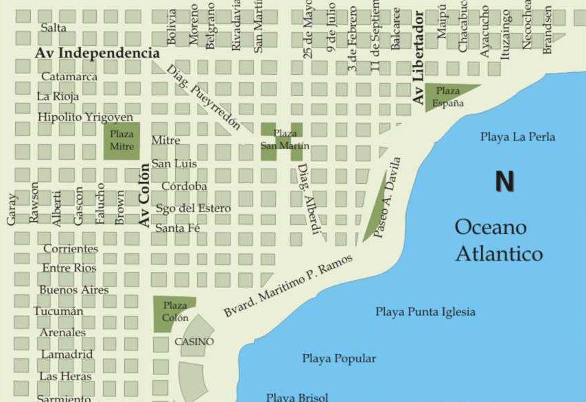Mapa Plano de las calles de Mar del Plata